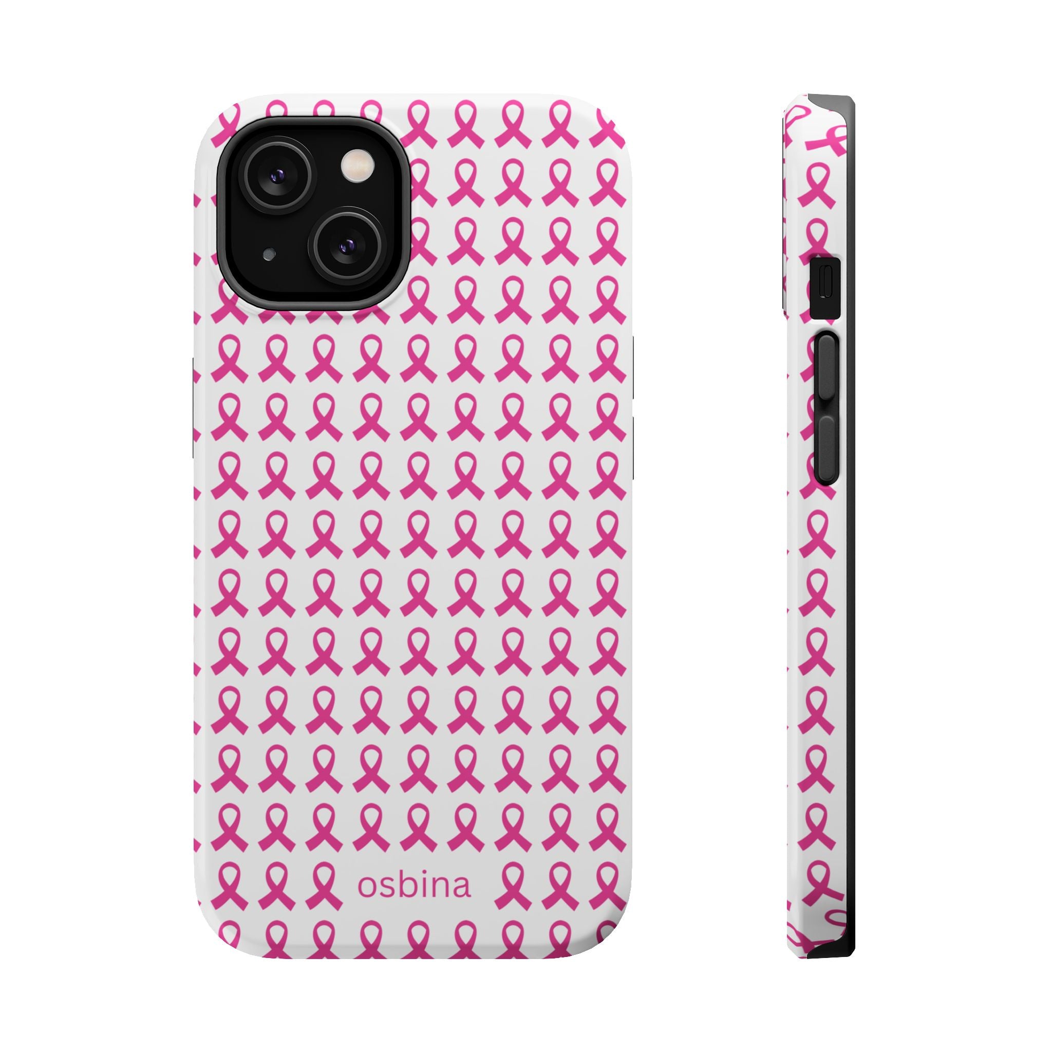 YAYOU MagSafe for iPhone | Side by Side Pink Ribbon Designer Case | osbina