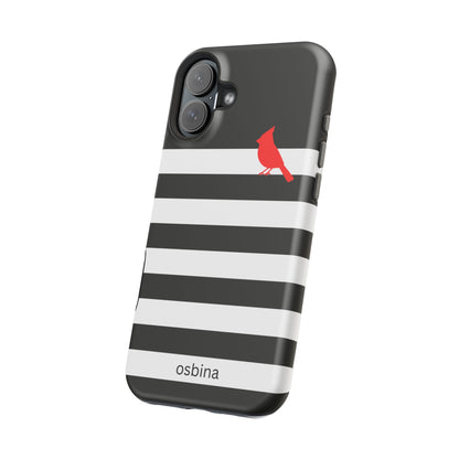 osbina | MagSafe compatible for iPhone | Redbird Edition Thinking of You Phone Case Black & White Stripe | Inspired By Collection
