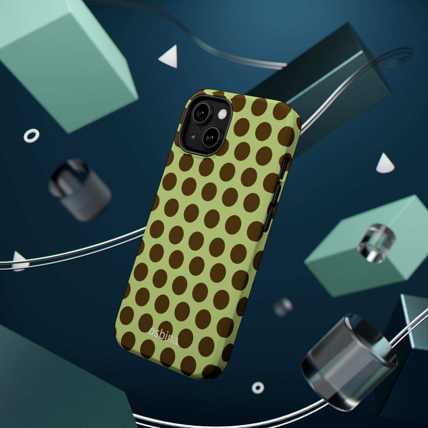 osbina | MagSafe compatible for iPhone | Chartreuse Cocoa Dots Phone Case | Color Edit Collection