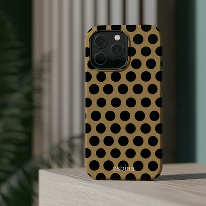 osbina | MagSafe compatible for iPhone | Camel Noir Dots Phone Case | Modern Muse Collection