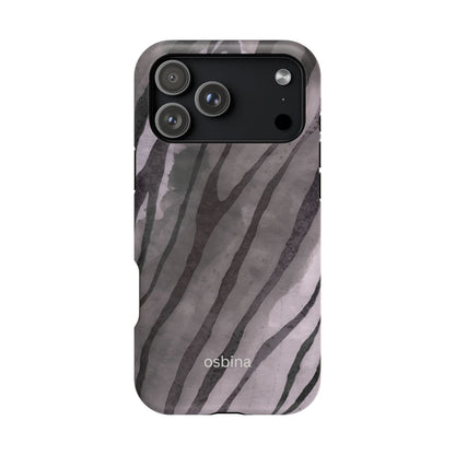 osbina | MagSafe Compatible for iPhone | Stripes on Point — The Muted Gray + Black Tiger Case | The Season Collective