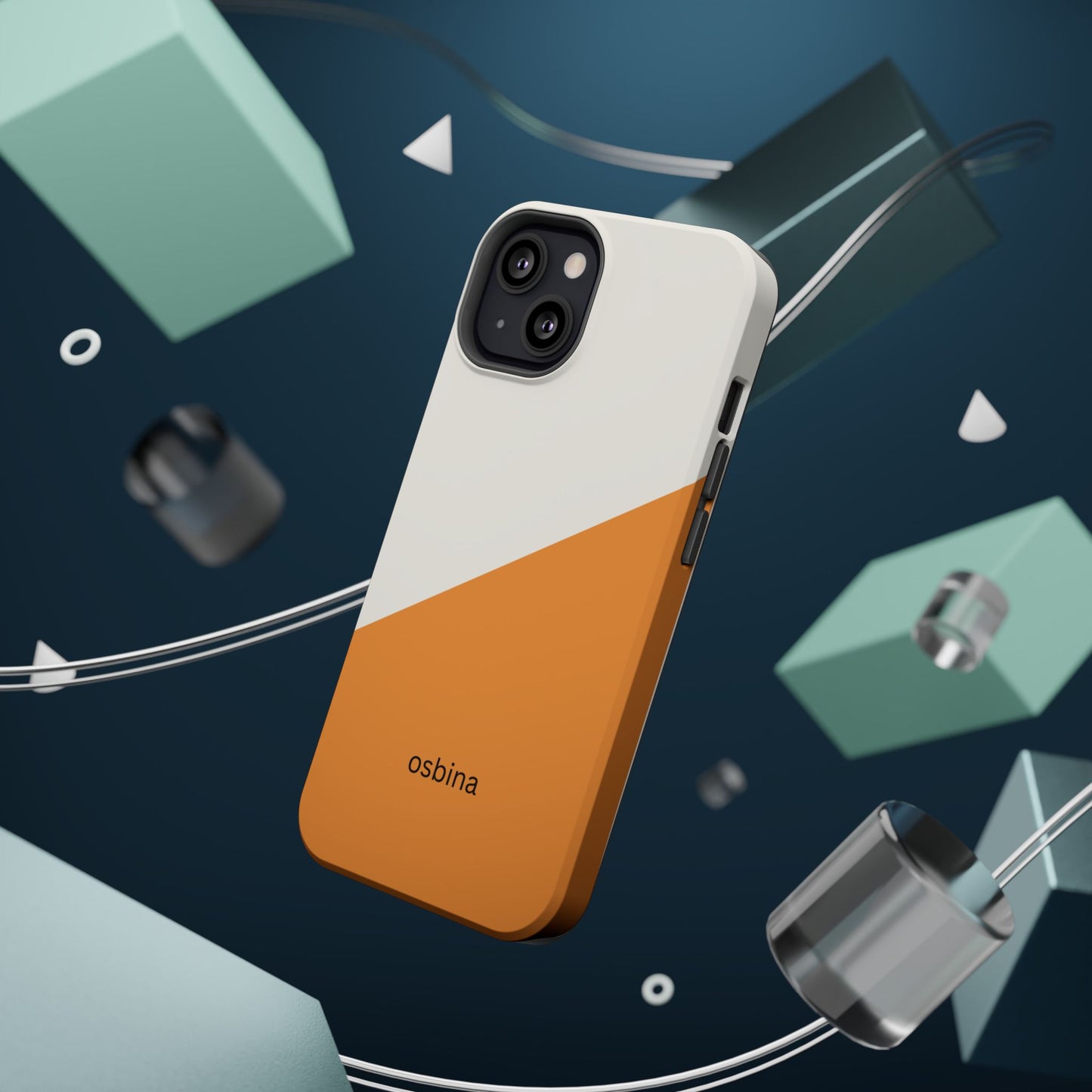 osbina | MagSafe Compatible for iPhone | Divide & Conquer — The Orange + White Split Diagonal Case | The Season Collective