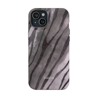 osbina | MagSafe Compatible for iPhone | Stripes on Point — The Muted Gray + Black Tiger Case | The Season Collective