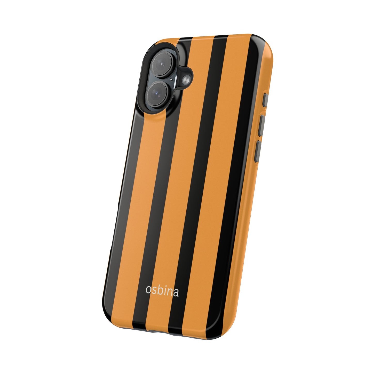 osbina | MagSafe Compatible for iPhone | The Statement Stripe Case in Black + Orange | The Season Collective
