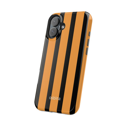 osbina | MagSafe Compatible for iPhone | The Statement Stripe Case in Black + Orange | The Season Collective