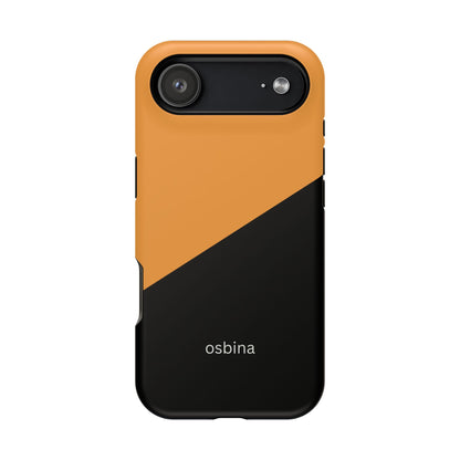 osbina | MagSafe Compatible for iPhone | Bold Moves Only — The Orange + Black Split Diagonal Case | The Season Collective
