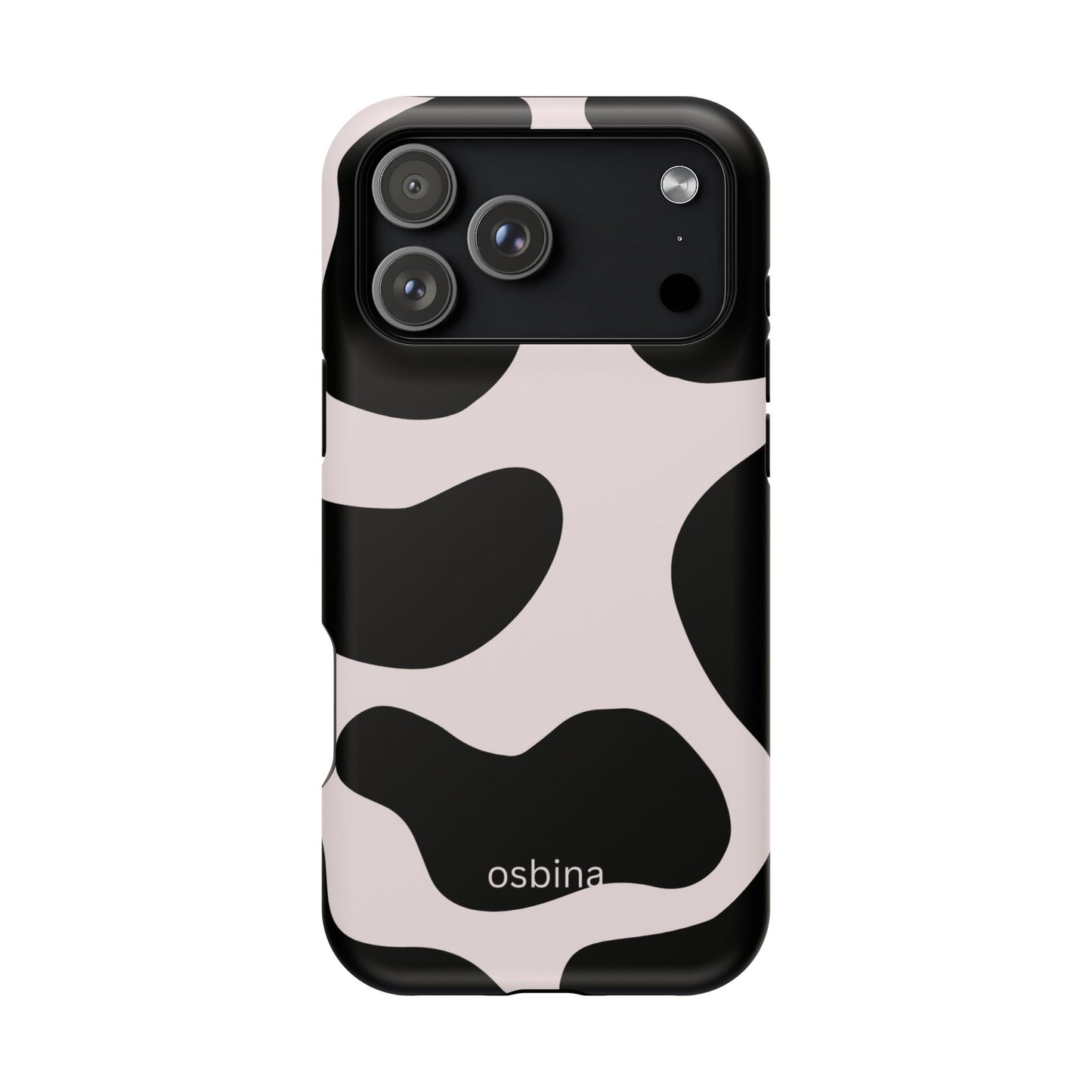 osbina | MagSafe compatible for iPhone | Prairie Chic Pink & Black Cow Print Phone Case | Modern Muse Collection