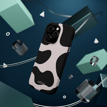 osbina | MagSafe compatible for iPhone | Prairie Chic Pink & Black Cow Print Phone Case | Modern Muse Collection