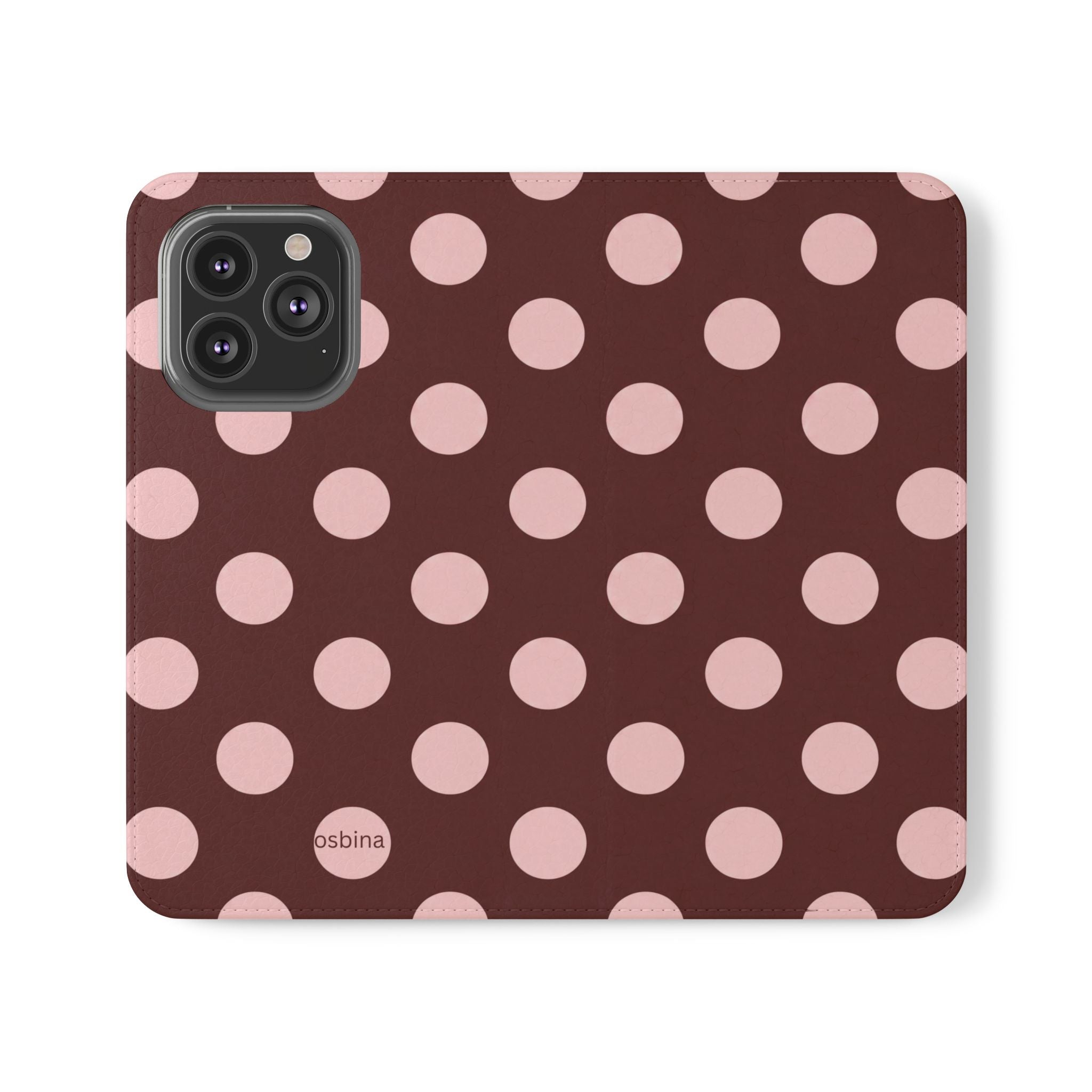 osbina | Wallet Flip Case for iPhone & Samsung | Oxblood Dot