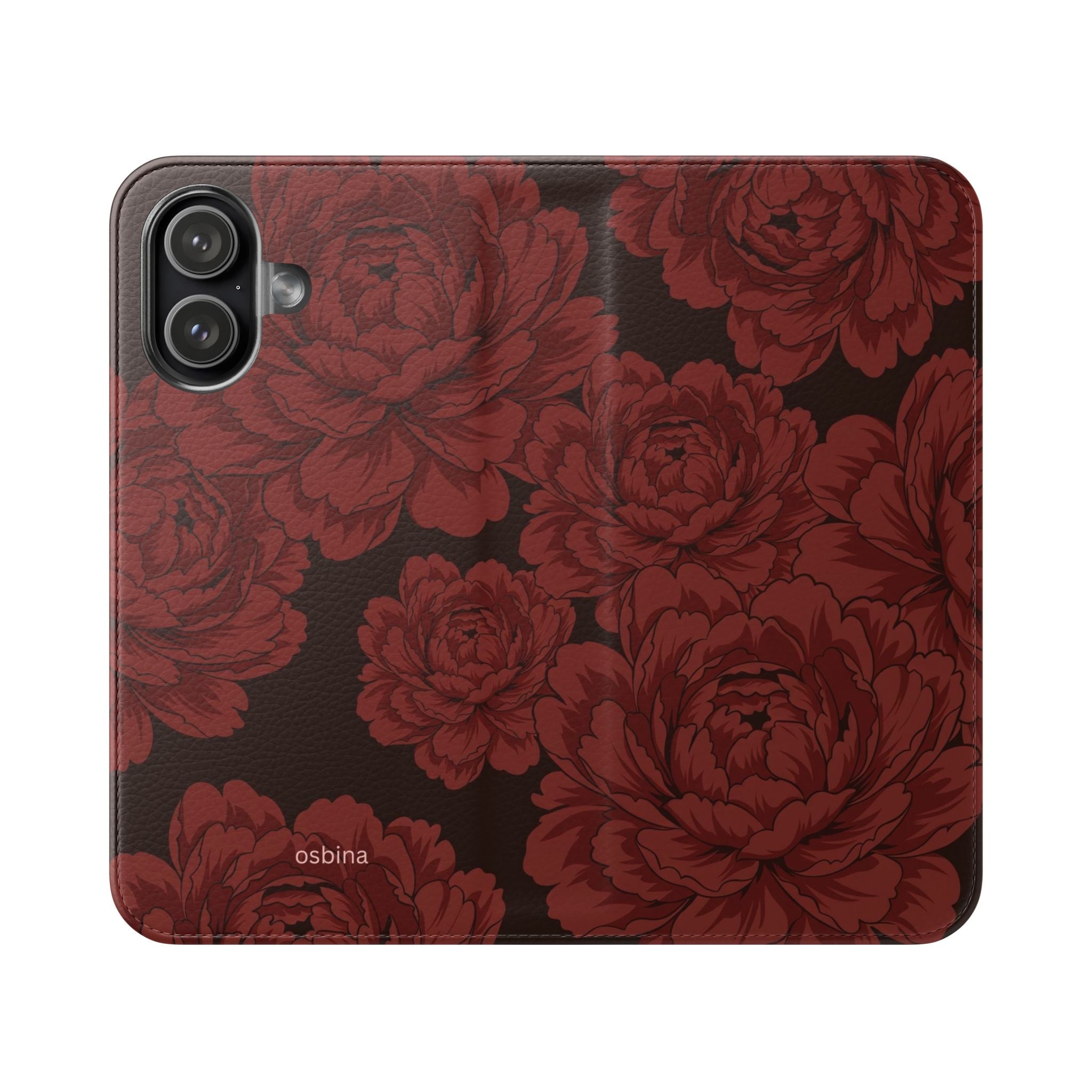 osbina | Wallet Flip Case for iPhone & Samsung | Oxblood Peony