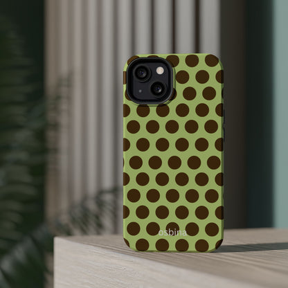 osbina | MagSafe compatible for iPhone | Chartreuse Cocoa Dots Phone Case | Color Edit Collection