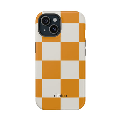 osbina | MagSafe Compatible for iPhone | Check You Out — The Orange + White Check Case | The Season Collective