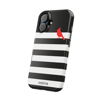 osbina | MagSafe compatible for iPhone | Redbird Edition Thinking of You Phone Case Black & White Stripe | Inspired By Collection