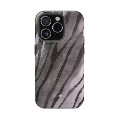 osbina | MagSafe Compatible for iPhone | Stripes on Point — The Muted Gray + Black Tiger Case | The Season Collective