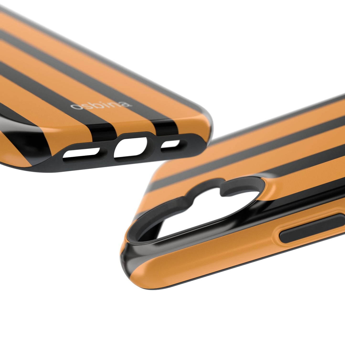 osbina | MagSafe Compatible for iPhone | The Statement Stripe Case in Black + Orange | The Season Collective