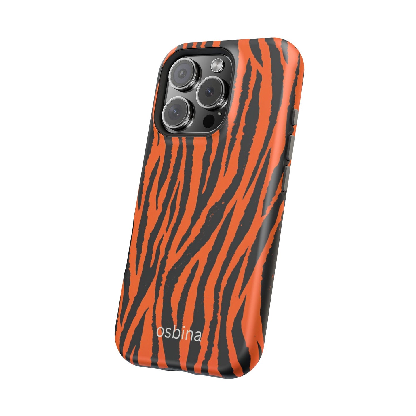 osbina | MagSafe Compatible for iPhone | Tiger, But Make It Chic — The Bengal Stripe Case in Orange + Black | The Season Collective