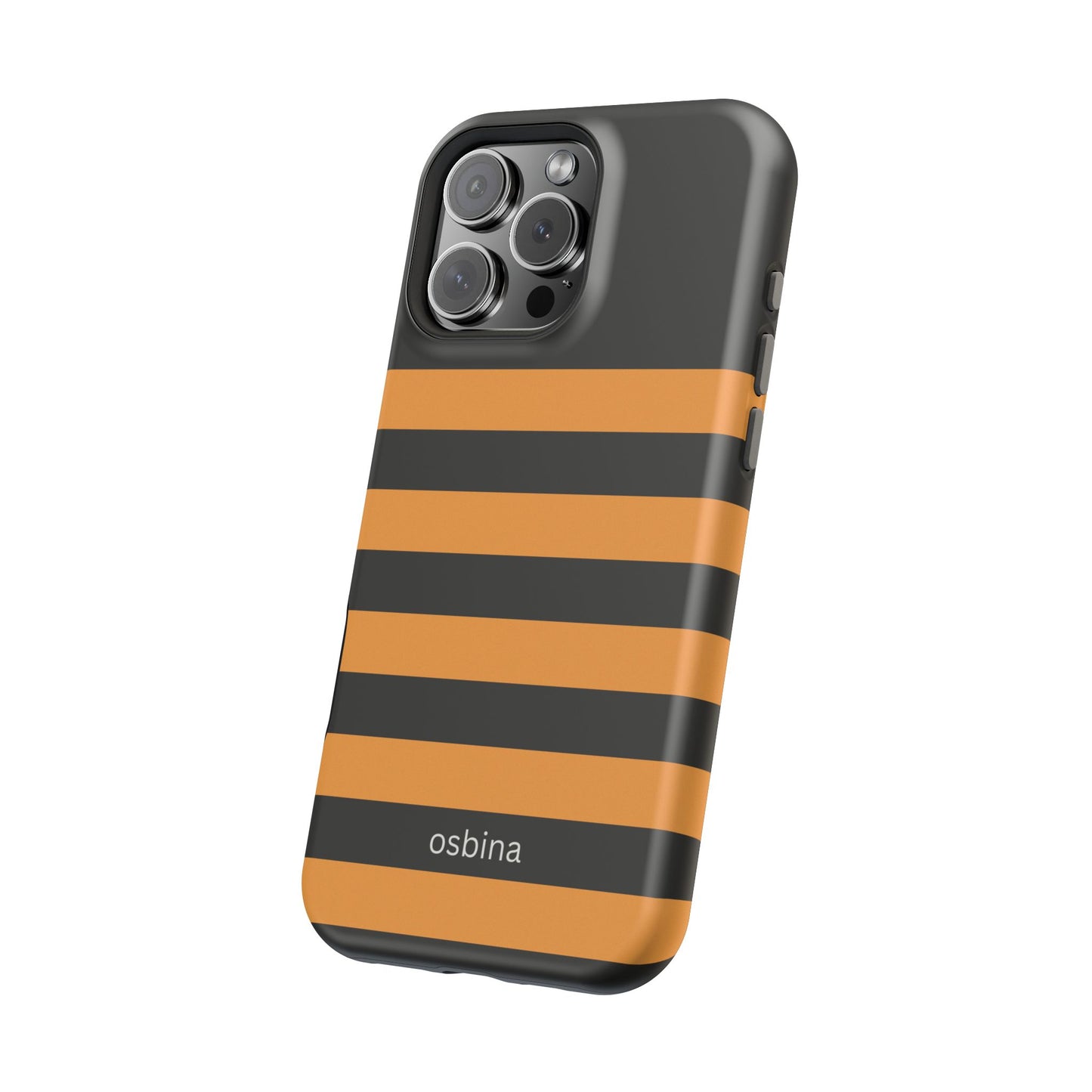 osbina | MagSafe Compatible for iPhone | The Horizon Stripe Case in Black + Orange | The Season Collective