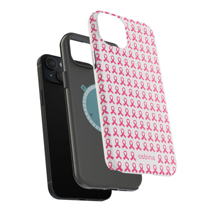 osbina |  MagSafe compatible for iPhone | Limited Edition The Side By Side Pink Ribbons Case in Light Pink + Soft Pink + Hot Pink | The Pink October Collection | Inspired By