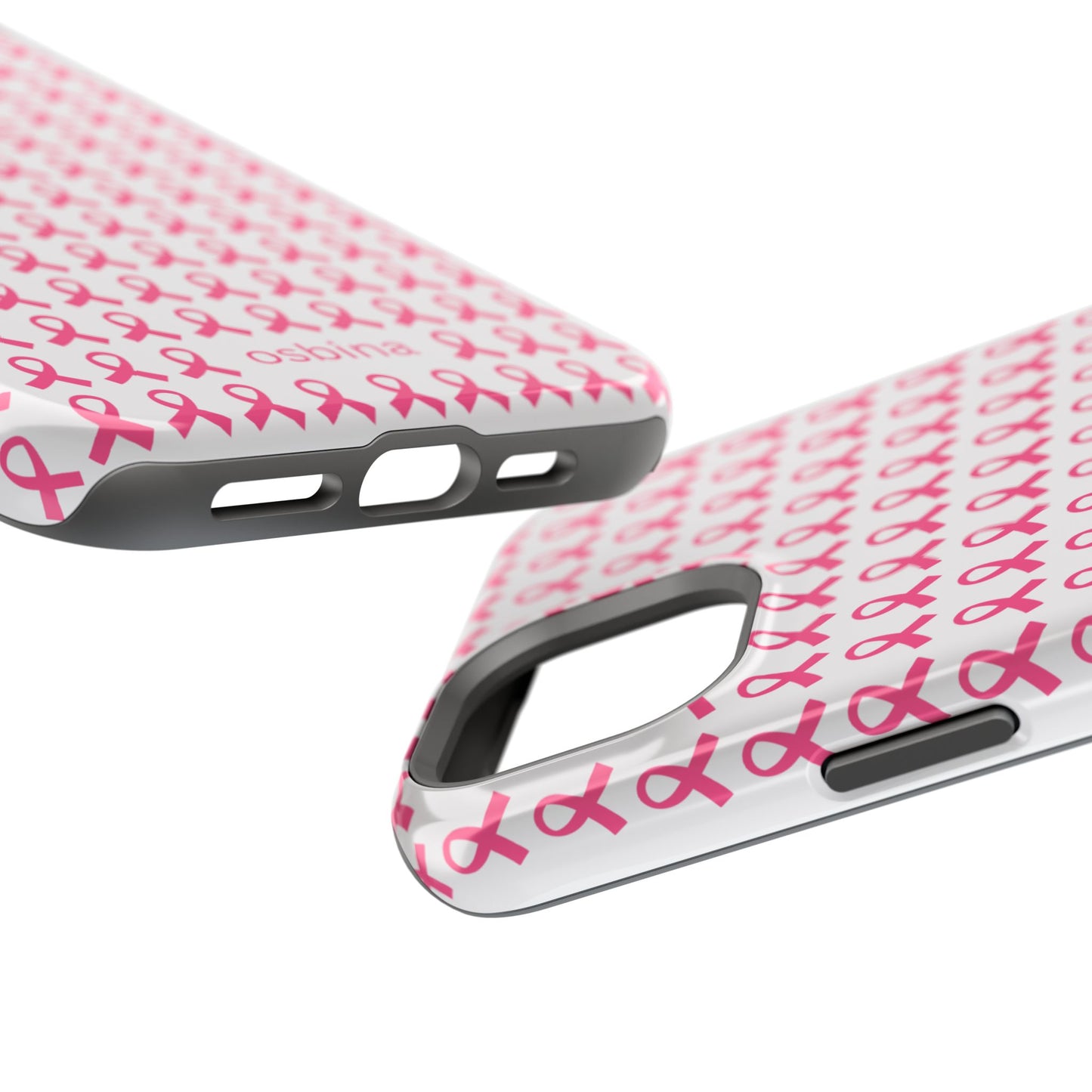 osbina |  MagSafe compatible for iPhone | Limited Edition The Side By Side Pink Ribbons Case in Light Pink + Soft Pink + Hot Pink | The Pink October Collection | Inspired By