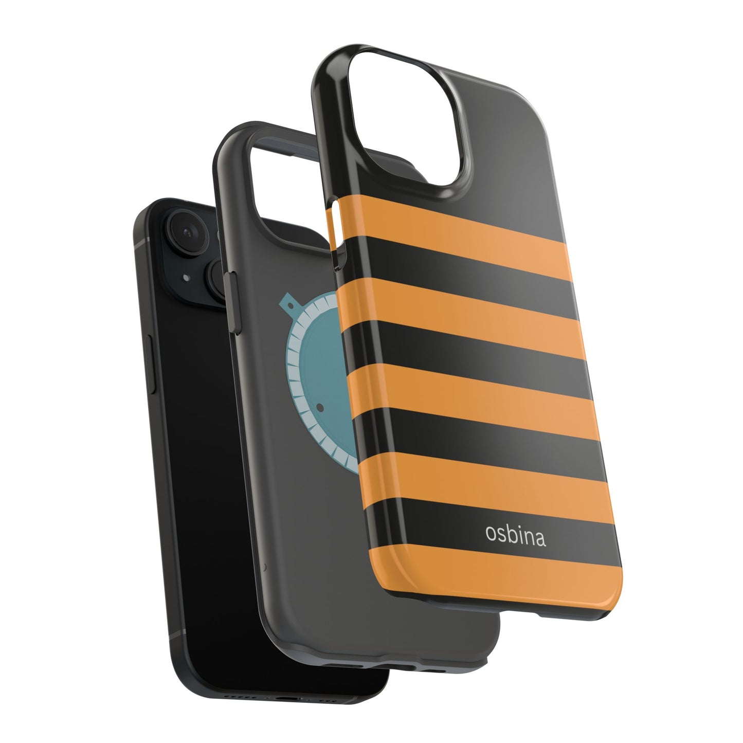 osbina | MagSafe Compatible for iPhone | The Horizon Stripe Case in Black + Orange | The Season Collective
