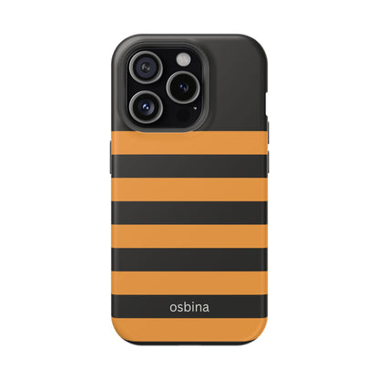 osbina | MagSafe Compatible for iPhone | The Horizon Stripe Case in Black + Orange | The Season Collective