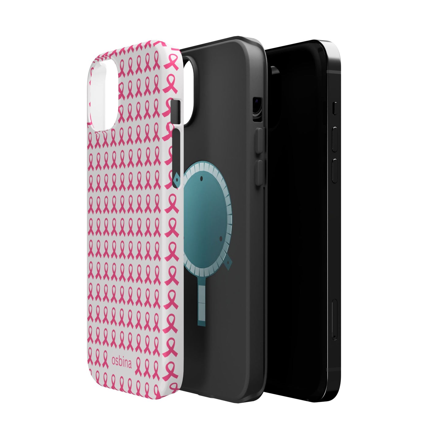 osbina |  MagSafe compatible for iPhone | Limited Edition The Side By Side Pink Ribbons Case in Light Pink + Soft Pink + Hot Pink | The Pink October Collection | Inspired By