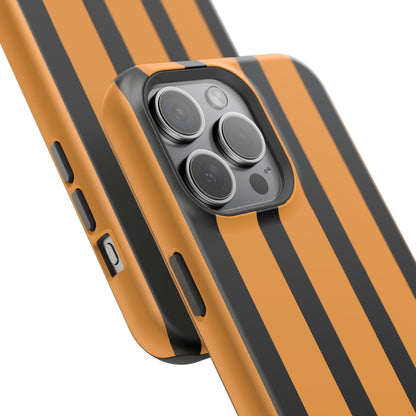 osbina | MagSafe Compatible for iPhone | The Statement Stripe Case in Black + Orange | The Season Collective