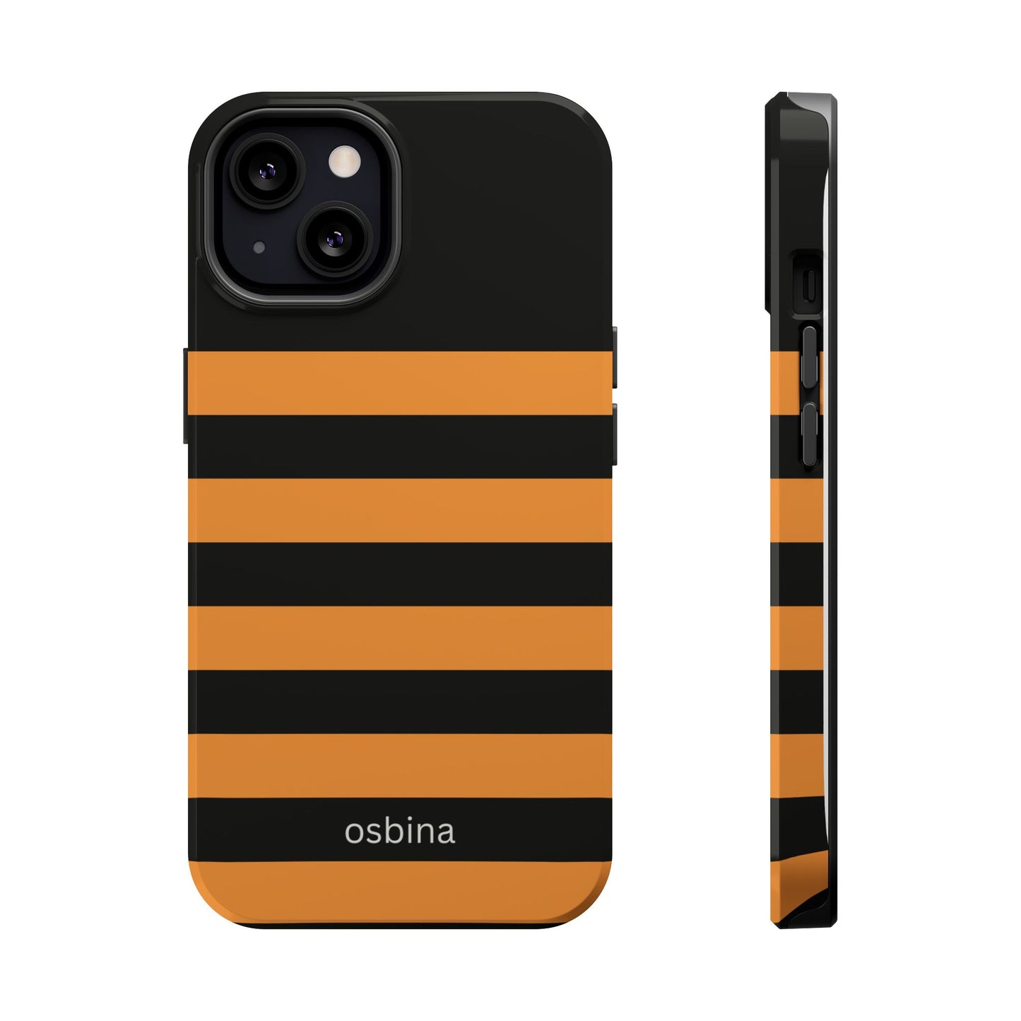 osbina | MagSafe Compatible for iPhone | The Horizon Stripe Case in Black + Orange | The Season Collective