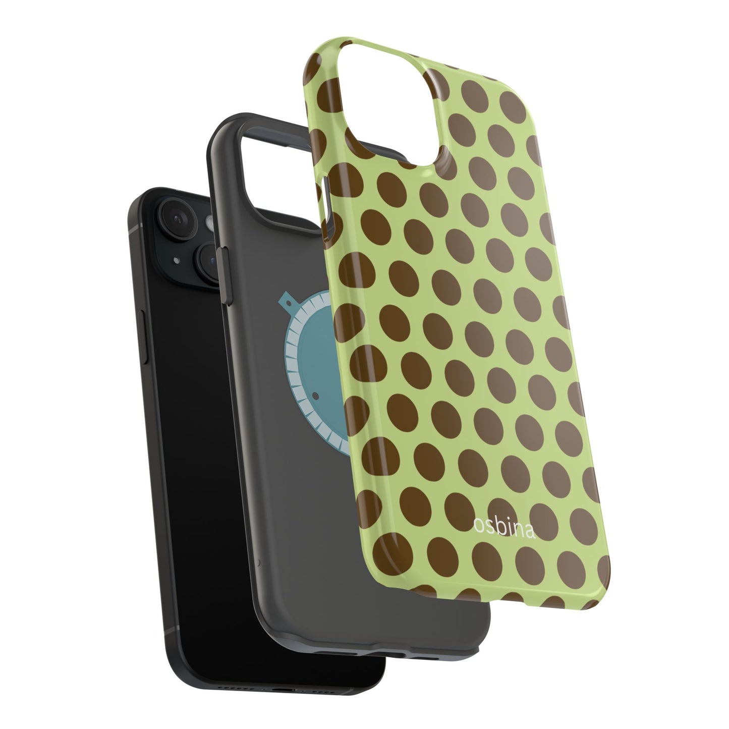 osbina | MagSafe compatible for iPhone | Chartreuse Cocoa Dots Phone Case | Color Edit Collection