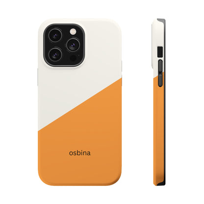 osbina | MagSafe Compatible for iPhone | Divide & Conquer — The Orange + White Split Diagonal Case | The Season Collective