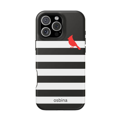osbina | MagSafe compatible for iPhone | Redbird Edition Thinking of You Phone Case Black & White Stripe | Inspired By Collection