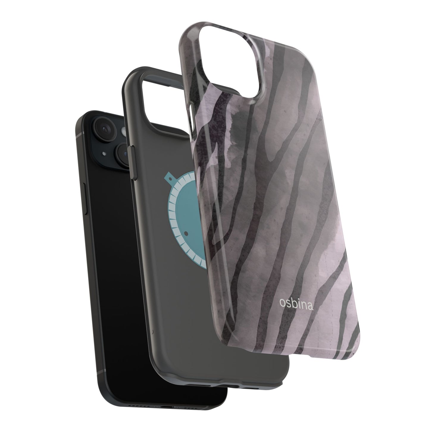 osbina | MagSafe Compatible for iPhone | Stripes on Point — The Muted Gray + Black Tiger Case | The Season Collective