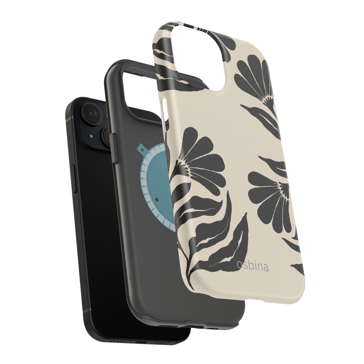 osbina | MagSafe compatible for iPhone | Obsidian Bloom Flower Phone Case | Modern Muse Collection