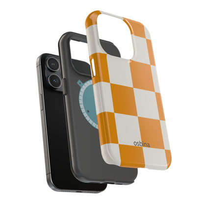 osbina | MagSafe Compatible for iPhone | Check You Out — The Orange + White Check Case | The Season Collective