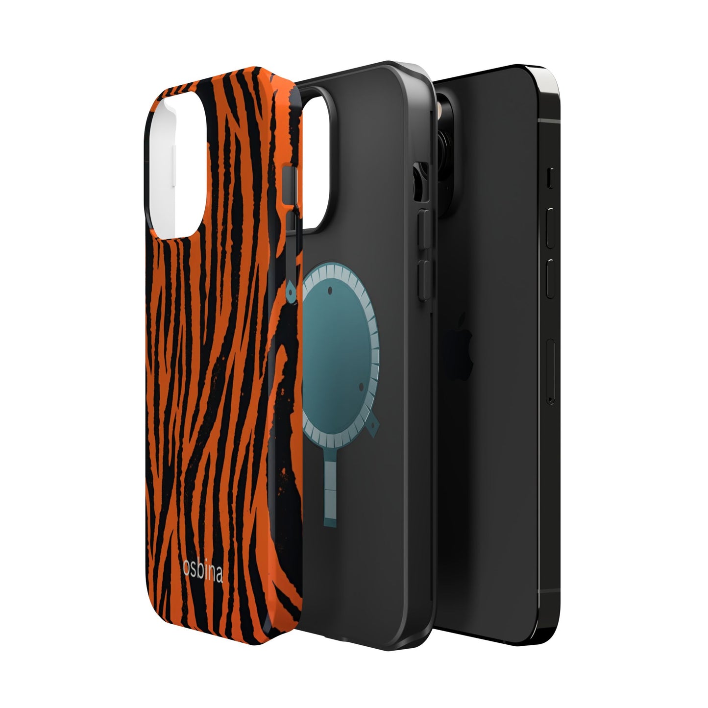 osbina | MagSafe Compatible for iPhone | Tiger, But Make It Chic — The Bengal Stripe Case in Orange + Black | The Season Collective