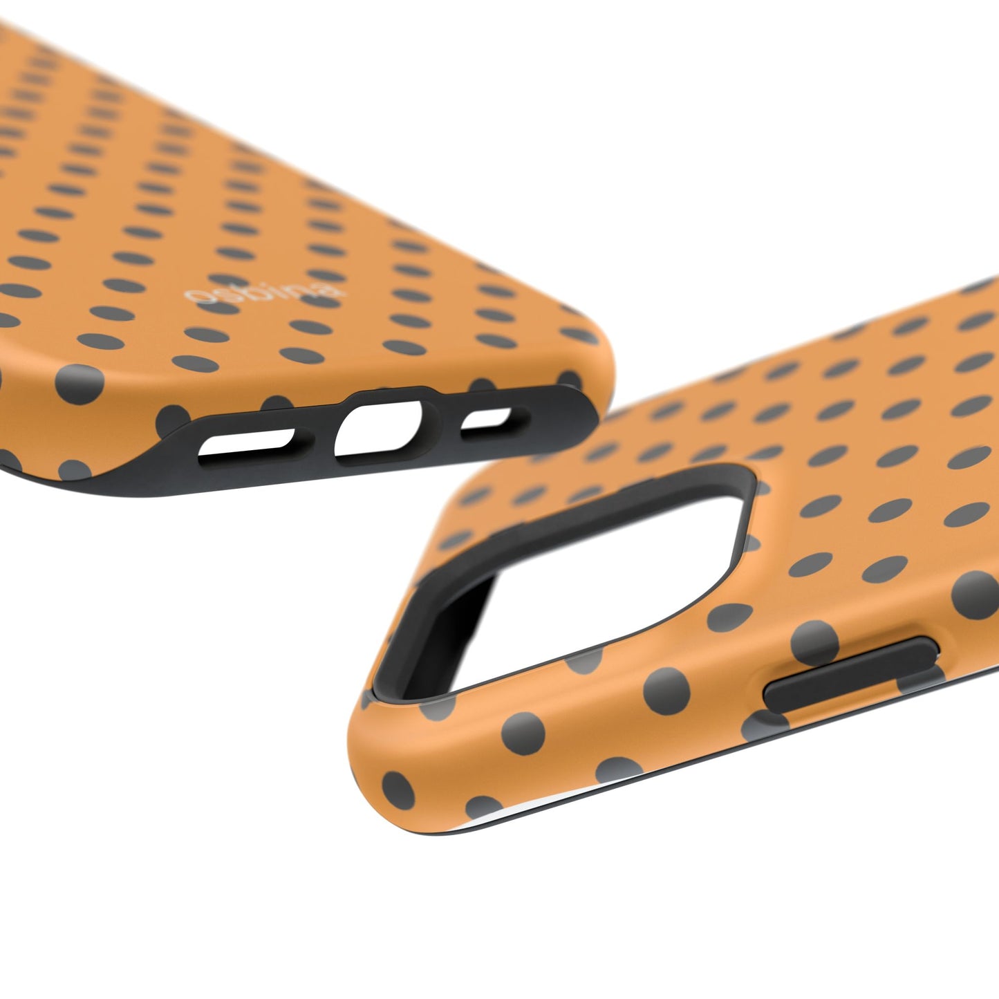 osbina | MagSafe Compatible for iPhone | Spot On Chic — The Orange + Black Polka Dot Case | The Season Collective