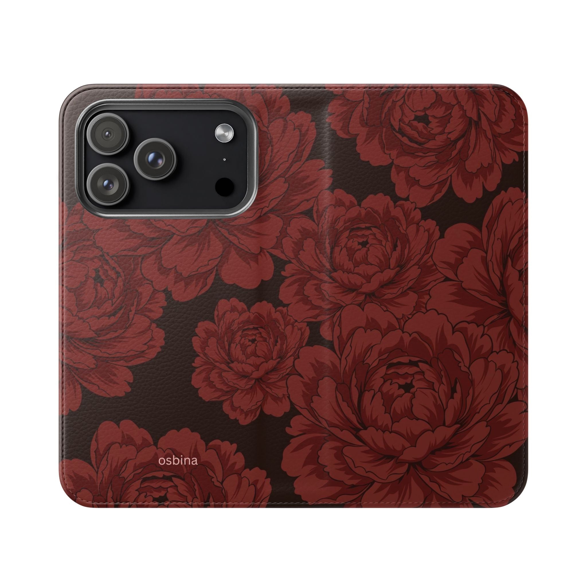 osbina | Wallet Flip Case for iPhone & Samsung | Oxblood Peony