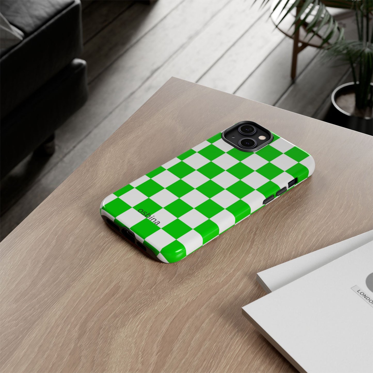 osbina | Neon Verdi Checks Phone Case | Color Edit Collection