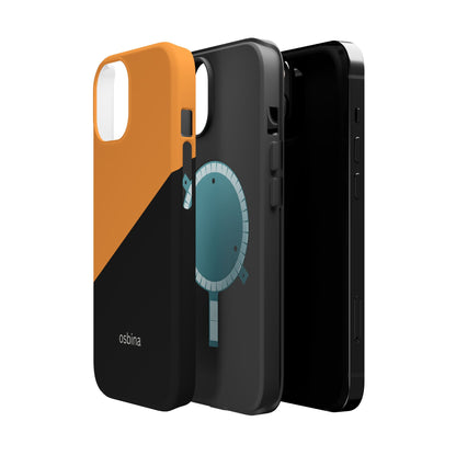 osbina | MagSafe Compatible for iPhone | Bold Moves Only — The Orange + Black Split Diagonal Case | The Season Collective