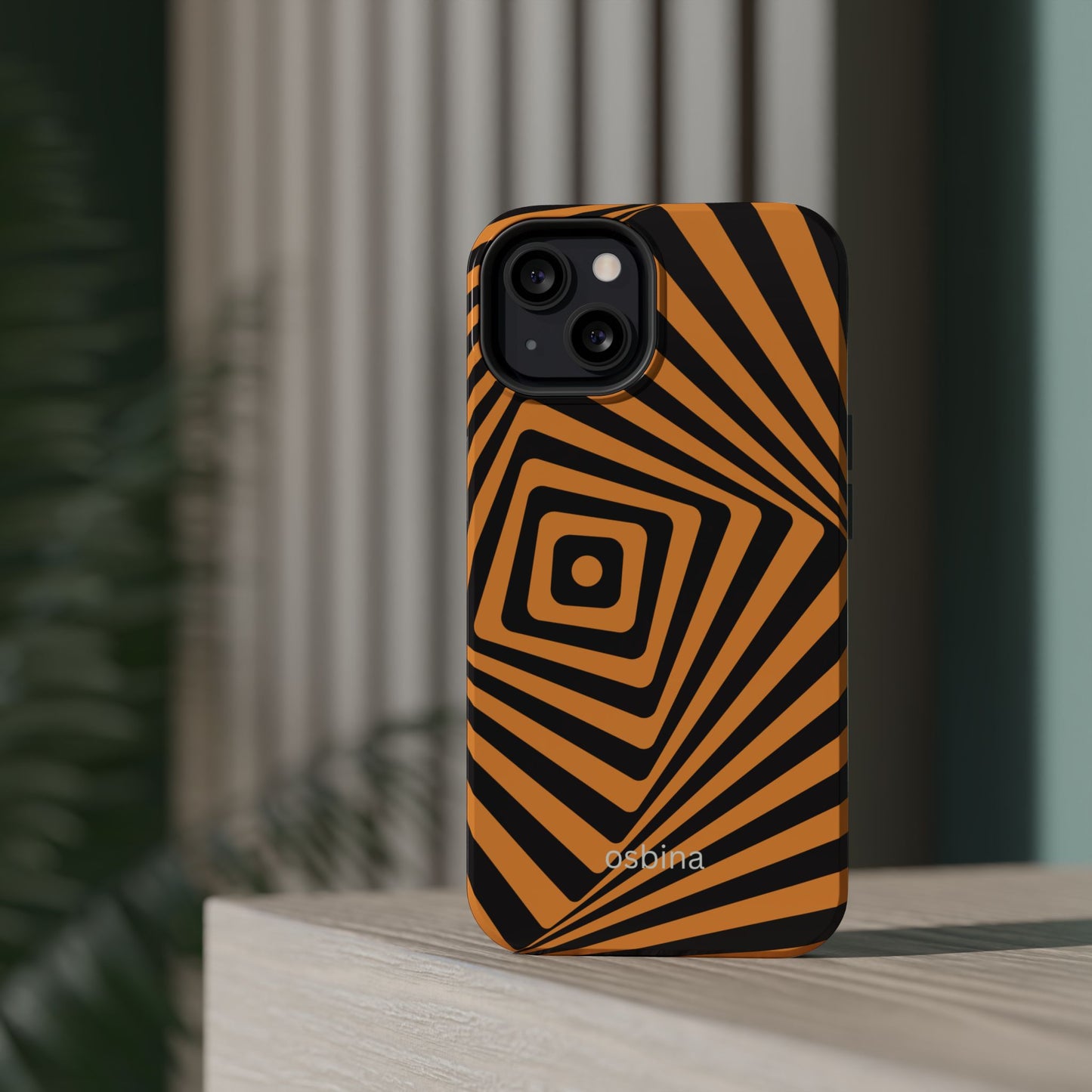 osbina | MagSafe Compatible for iPhone | Step Into the Zone — The Orange + Black Spiral Case | The Season Collective