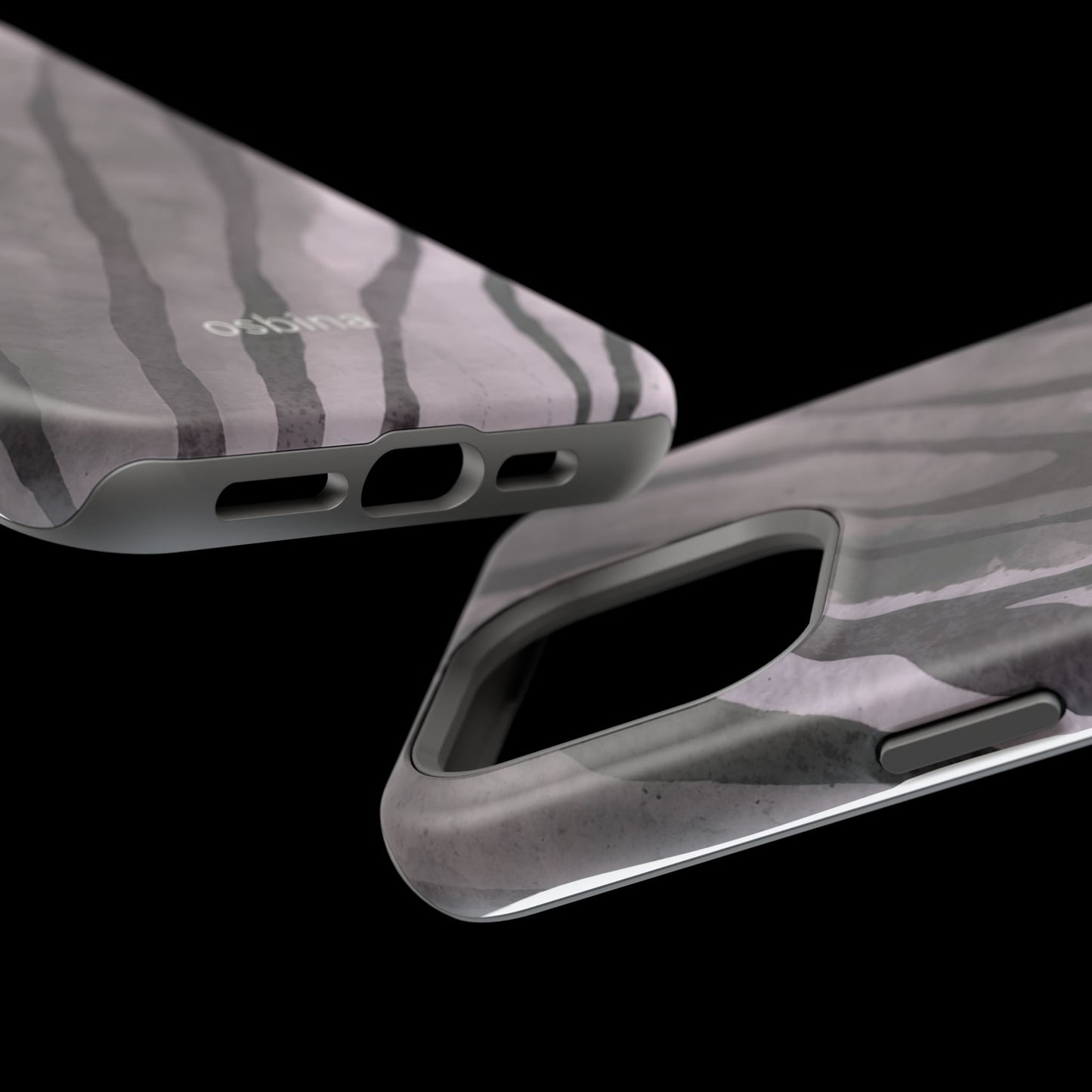 osbina | MagSafe Compatible for iPhone | Stripes on Point — The Muted Gray + Black Tiger Case | The Season Collective