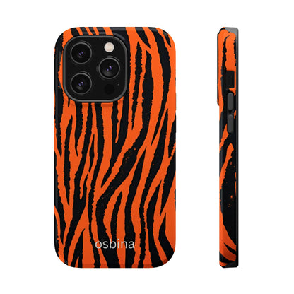 osbina | MagSafe Compatible for iPhone | Tiger, But Make It Chic — The Bengal Stripe Case in Orange + Black | The Season Collective