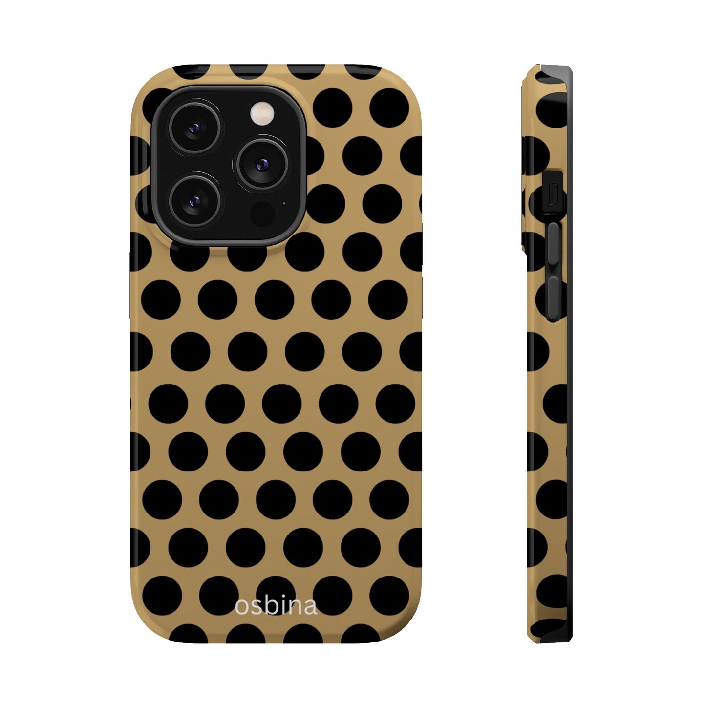 osbina | MagSafe compatible for iPhone | Camel Noir Dots Phone Case | Modern Muse Collection