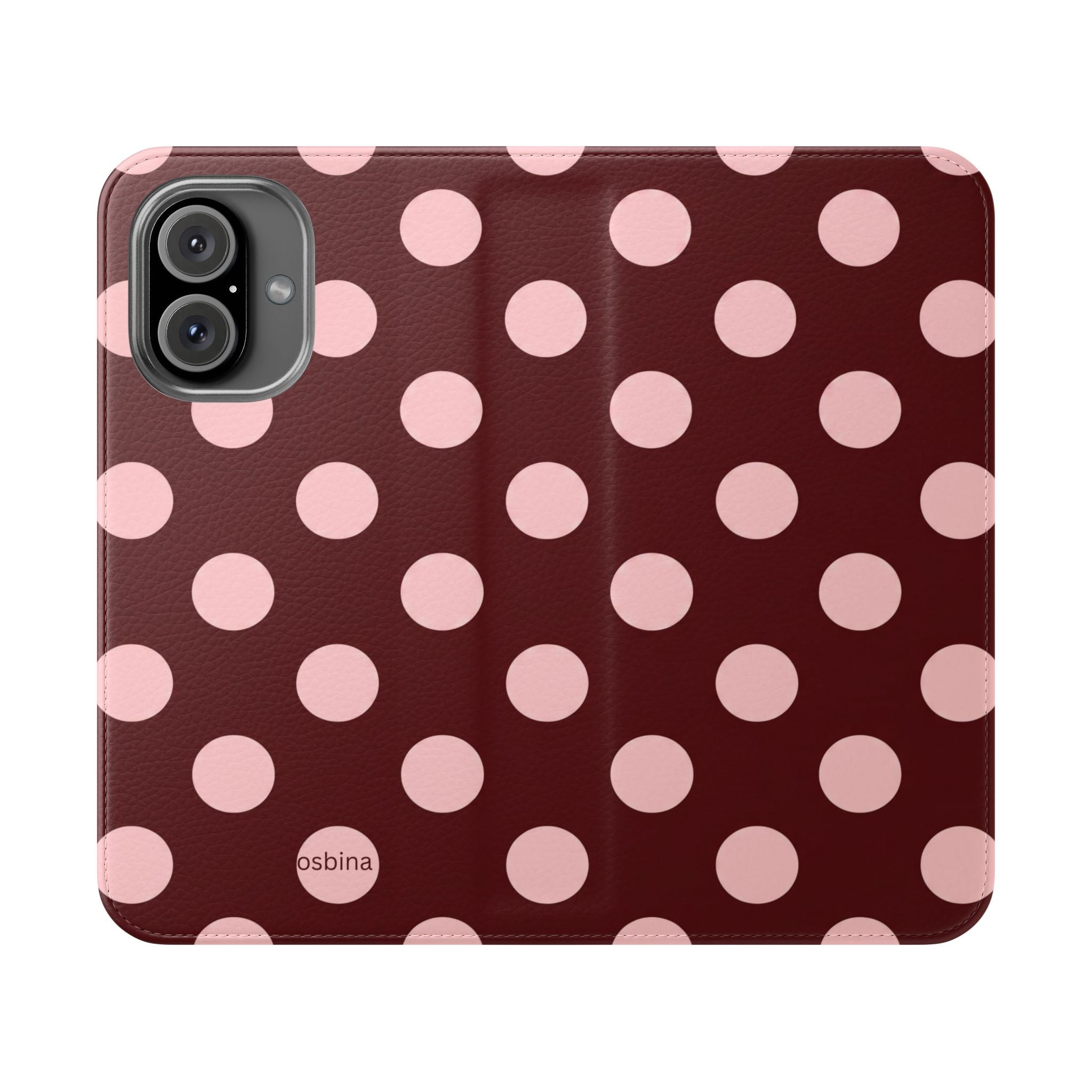 osbina | Wallet Flip Case for iPhone & Samsung | Oxblood Dot