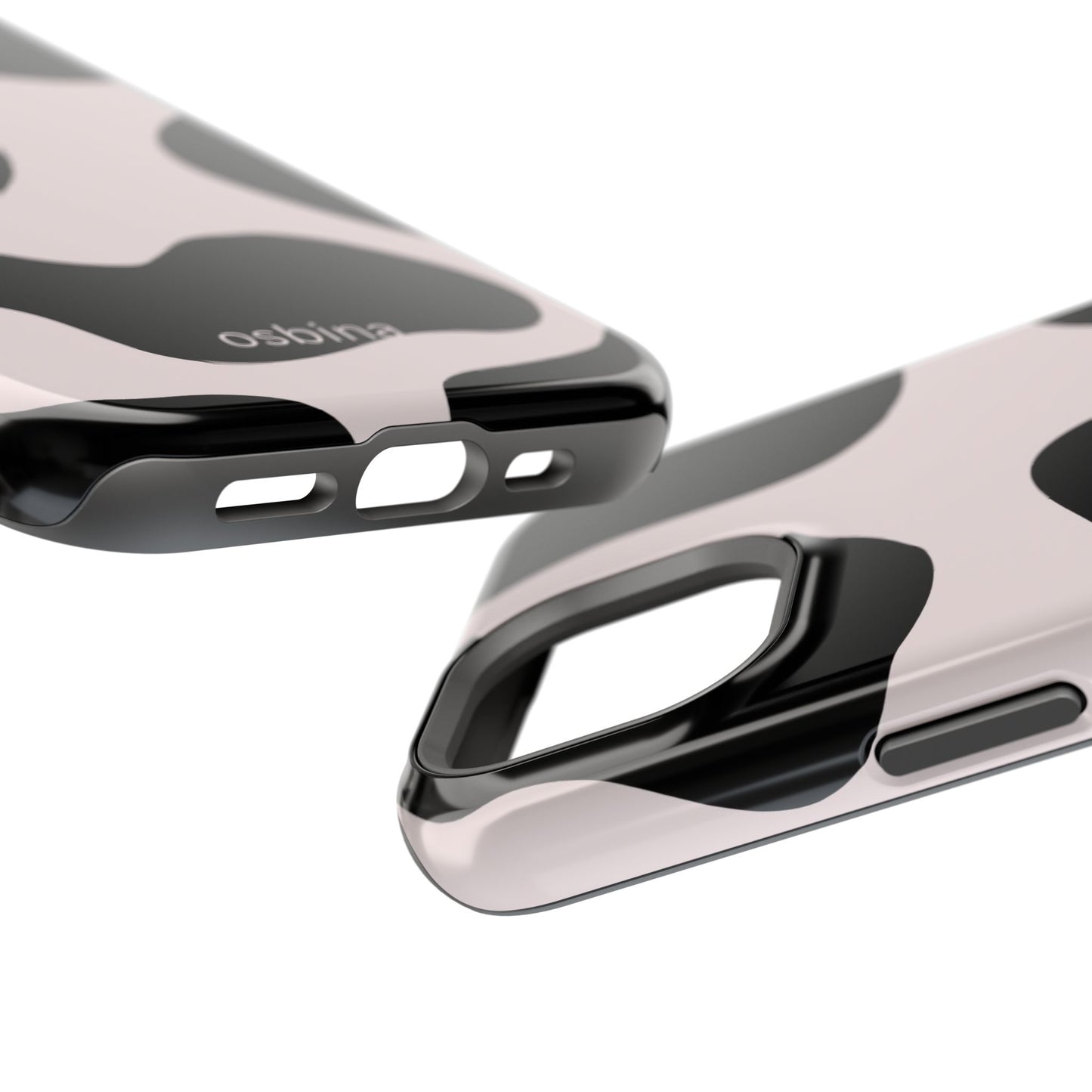 osbina | MagSafe compatible for iPhone | Prairie Chic Pink & Black Cow Print Phone Case | Modern Muse Collection