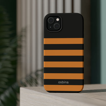 osbina | MagSafe Compatible for iPhone | The Horizon Stripe Case in Black + Orange | The Season Collective