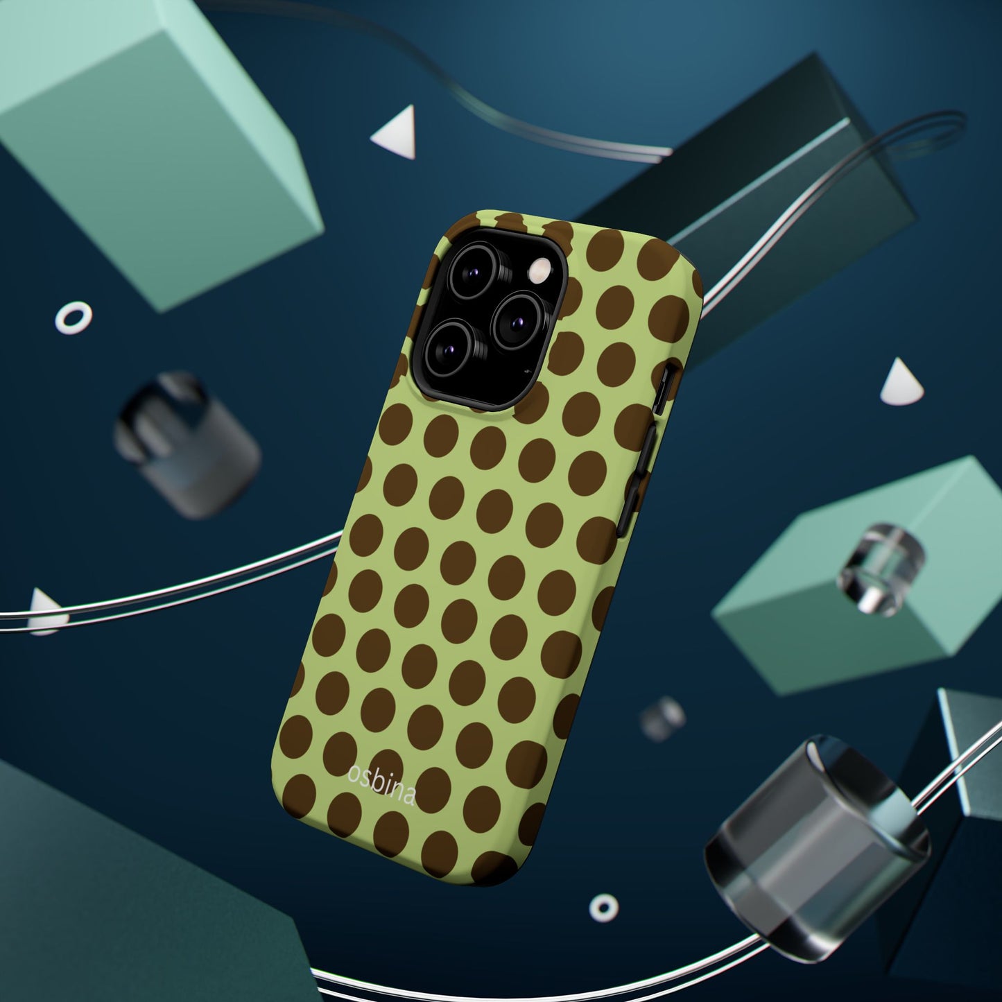 osbina | MagSafe compatible for iPhone | Chartreuse Cocoa Dots Phone Case | Color Edit Collection