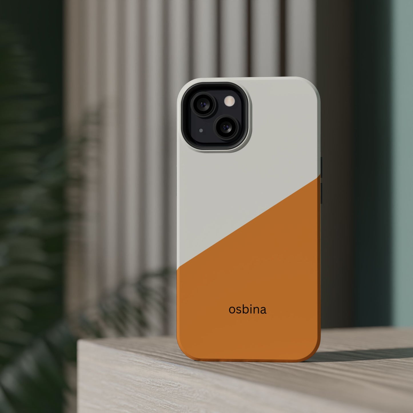 osbina | MagSafe Compatible for iPhone | Divide & Conquer — The Orange + White Split Diagonal Case | The Season Collective
