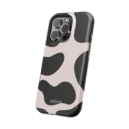 osbina | MagSafe compatible for iPhone | Prairie Chic Pink & Black Cow Print Phone Case | Modern Muse Collection
