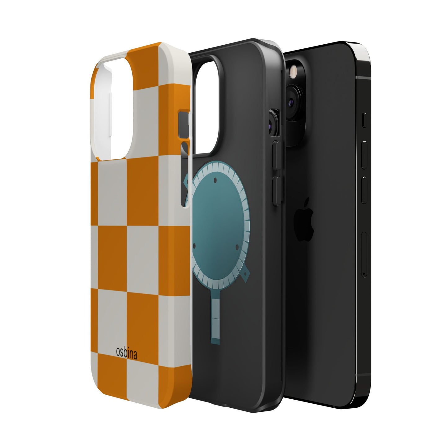 osbina | MagSafe Compatible for iPhone | Check You Out — The Orange + White Check Case | The Season Collective